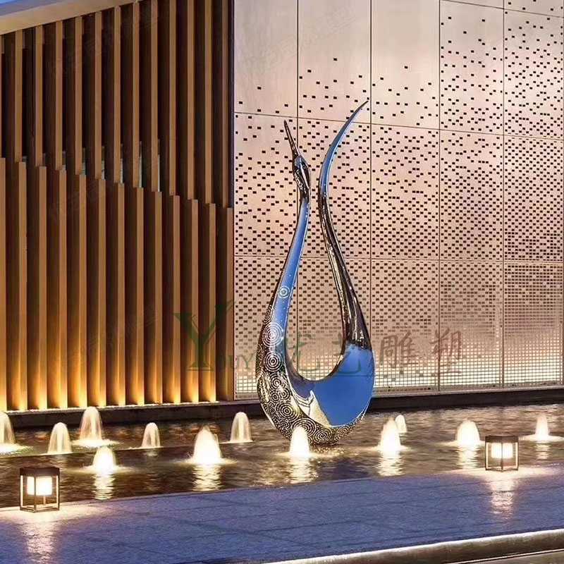 不銹鋼雕塑制作,抽象天鵝雕塑 不銹鋼雕塑制作,抽象天鵝雕塑